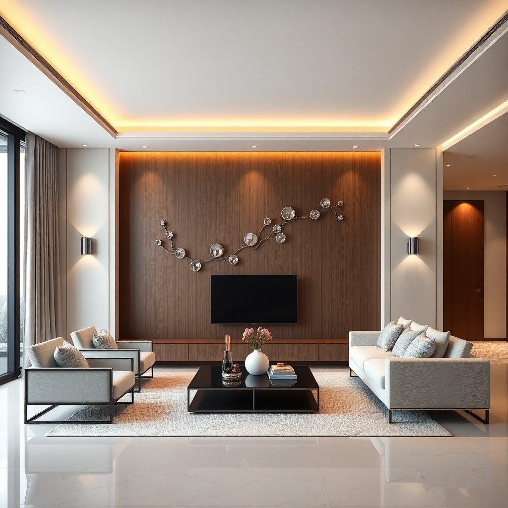 Intérieur moderne avec décoration murale élégante
