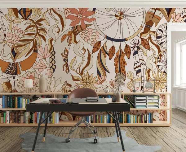 Papier Peint Bohème Moderne Abstrait Naturel Beige – Gallery