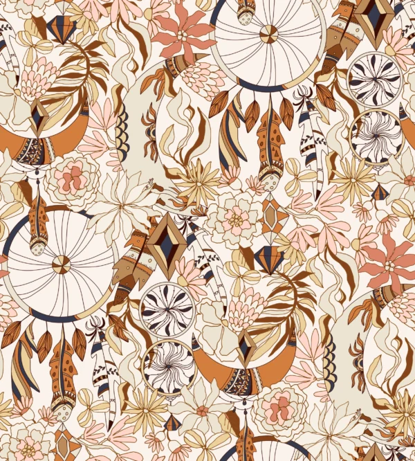 Papier Peint Bohème Moderne Abstrait Naturel Beige – Wallpaper