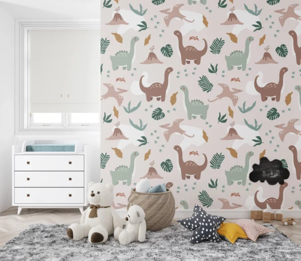 Papier Peint Enfantin Dinosaures Scandinave Pastel – Gallery
