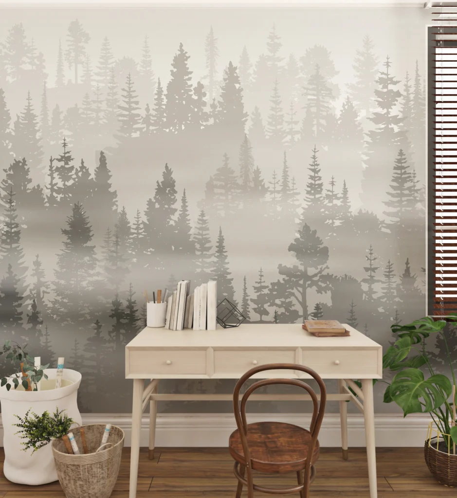 Papier Peint Feuillage Organique Vert Apaisant - Main - AURAMUR Papier Peint Feuillage Organique Vert Apaisant – Main