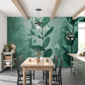 Papier peint végétal branchages eucalyptus ambiance jungle moderne