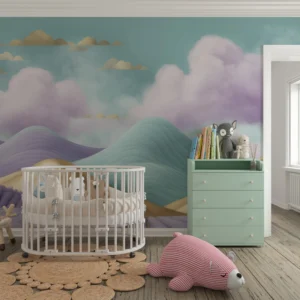 Papier Peint Floral Minimaliste Beige Clair - Main