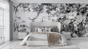 Papier Peint Floral Scandinave Gris Clair Élégant – Main