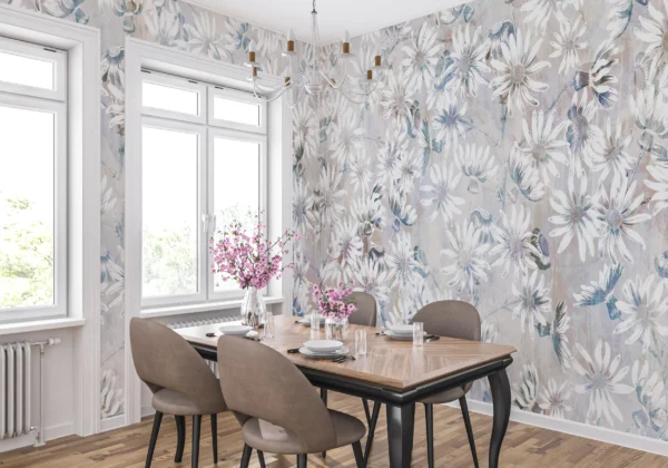 Papier Peint Floral Vintage Apaisant – Main