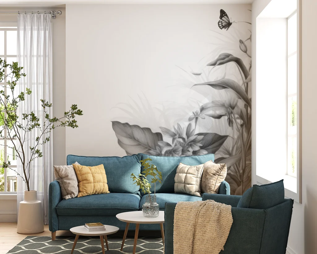 Papier Peint Forêt Luxuriante Scandinave Vert – Main