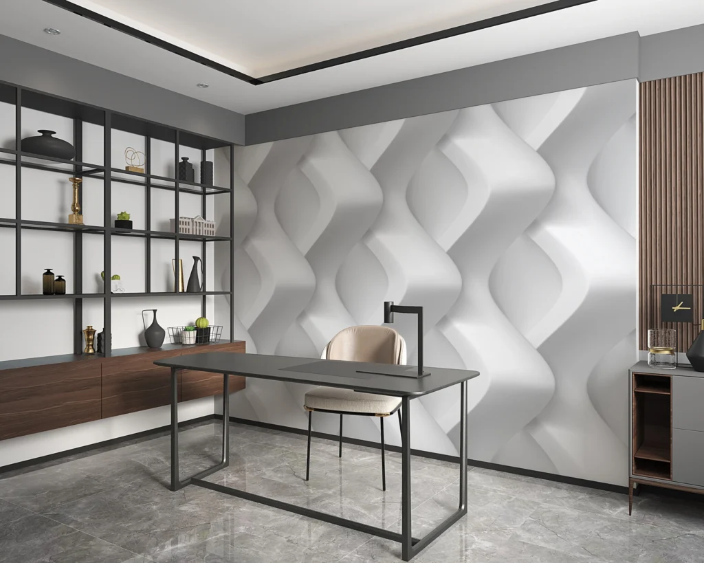 Papier Peint Géométrique Élégant Blanc Cassé – Main