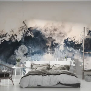 Papier Peint Marbré Abstrait Luxe Blanc Gris