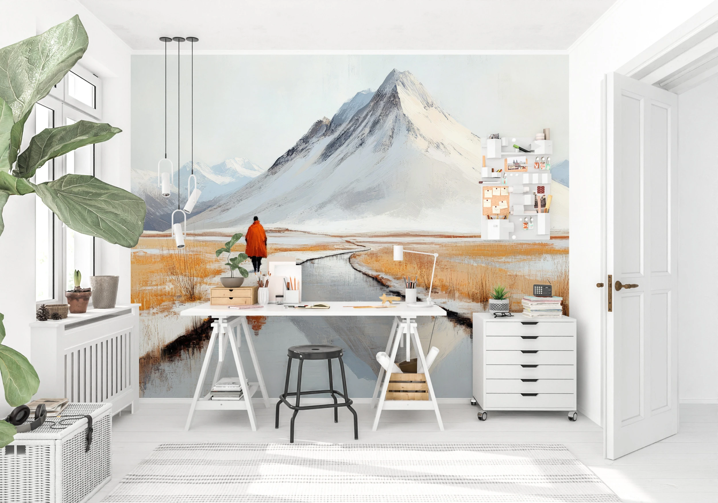 Papier Peint Montagneux Minimaliste Scandinave - Main - AURAMUR Papier Peint Montagneux Minimaliste Scandinave – Main