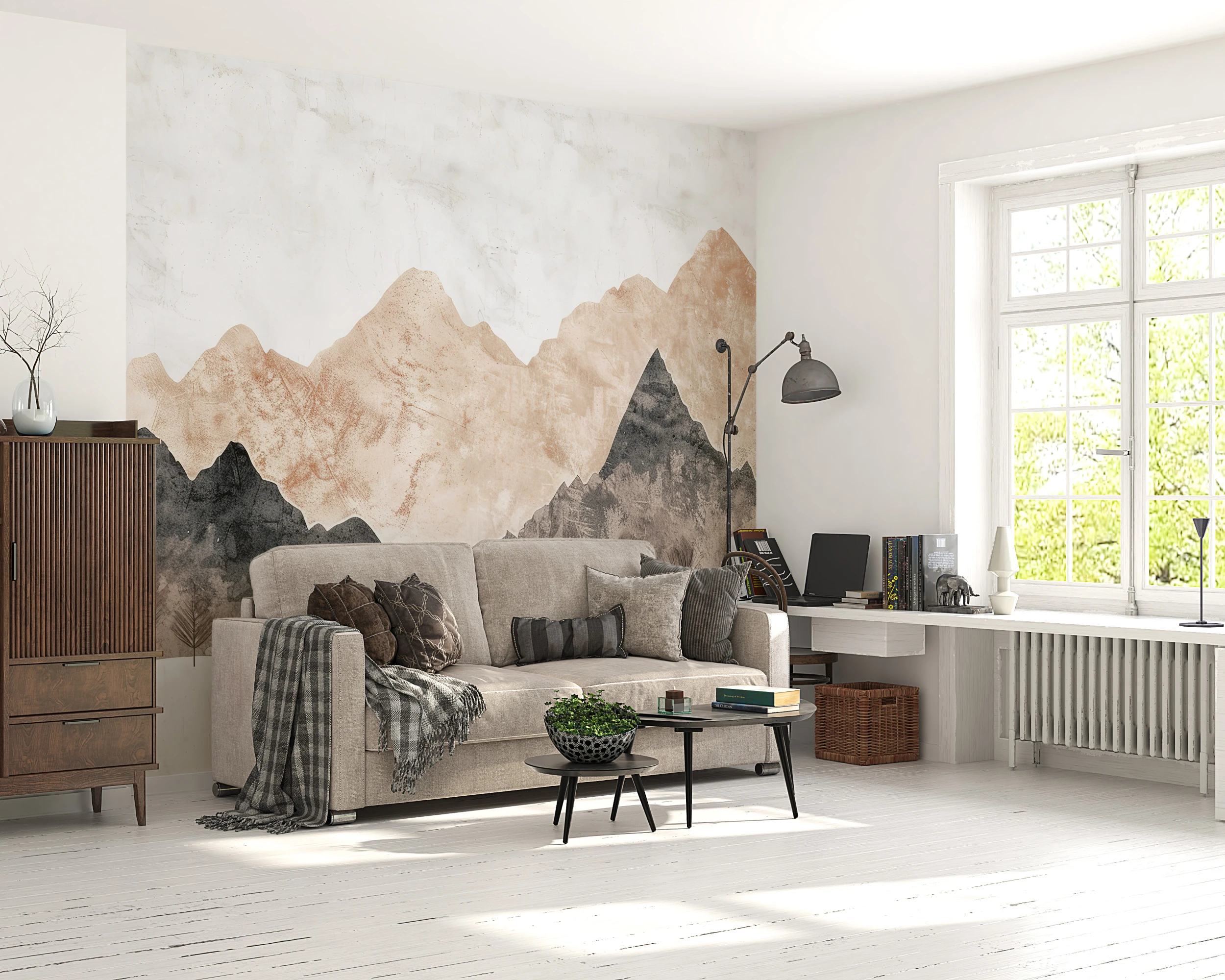 Papier Peint Montagneux Moderne Minimaliste - Main - AURAMUR Papier Peint Montagneux Moderne Minimaliste – Main