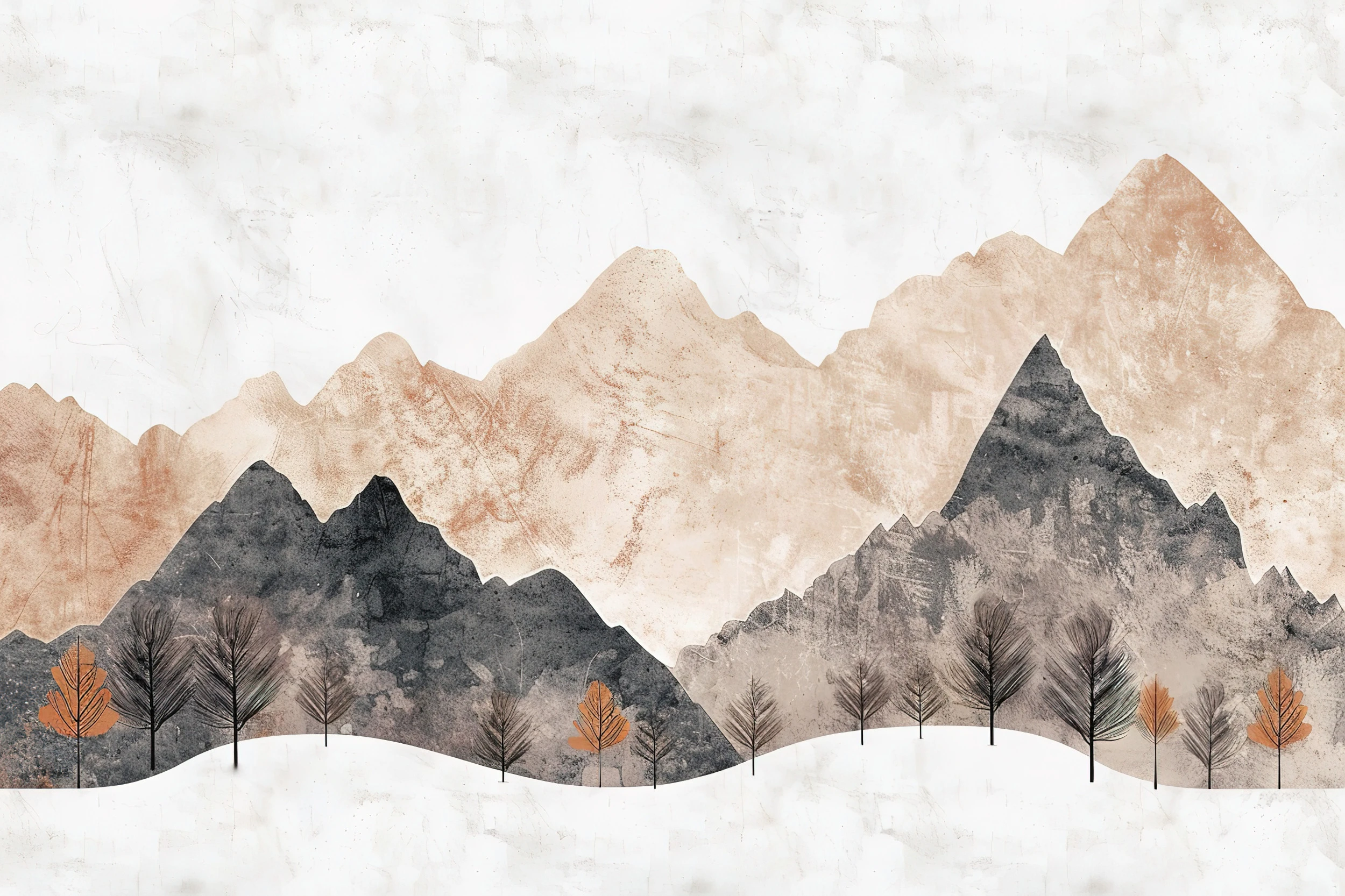 Papier Peint Montagneux Moderne Minimaliste - Wallpaper - AURAMUR Papier Peint Montagneux Moderne Minimaliste – Wallpaper