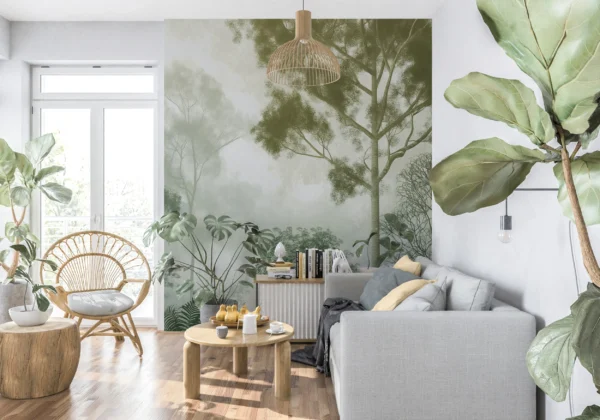 Papier Peint Nature Apaisante Forêt Vert Dégradé – Main