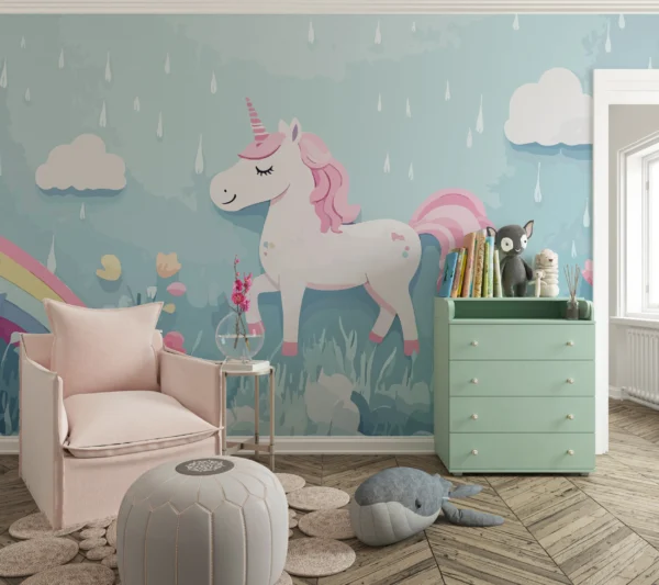 Papier Peint Onirique Ciel Nuageux Licorne – Main