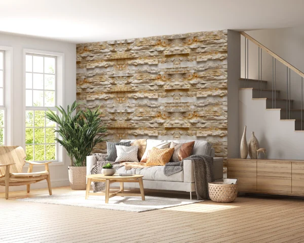 Papier Peint Rustique Pierre Naturelle Beige Clair – Gallery
