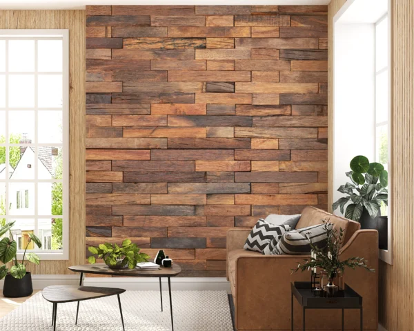 Papier Peint Rustique Planches de Bois Beige Marron – Gallery