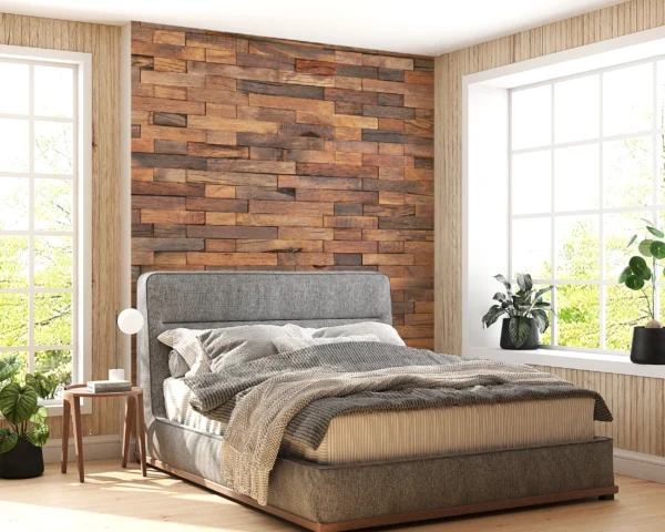 Papier Peint Rustique Planches de Bois Beige Marron – Gallery