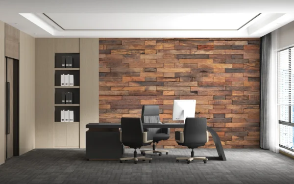 Papier Peint Rustique Planches de Bois Beige Marron – Gallery