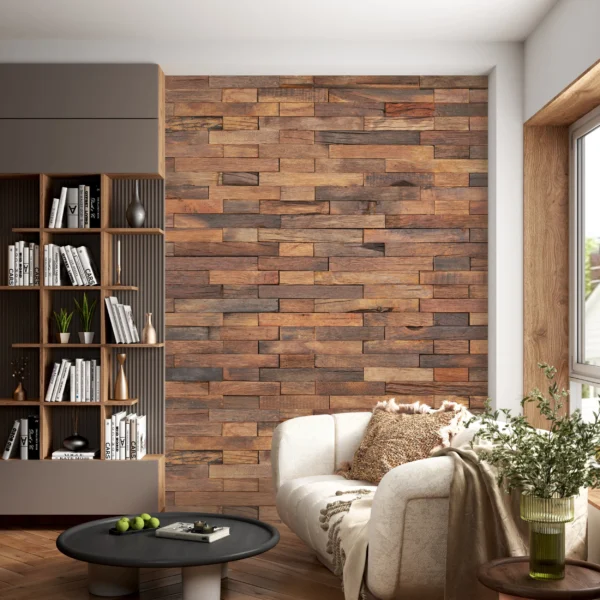 Papier Peint Rustique Planches de Bois Beige Marron – Main