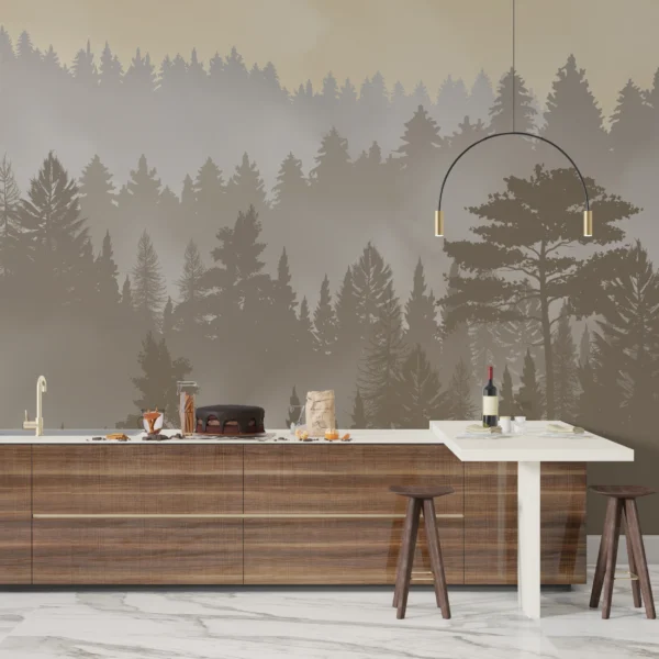 Papier Peint Scandinave Minimaliste Sapins Verts – Gallery