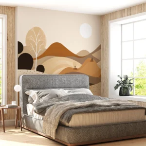 Papier peint paysage désertique aux tons chauds et naturels