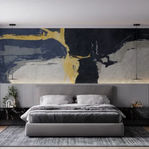 Papier peint abstrait moderne doré bleu marine élégant contemporain