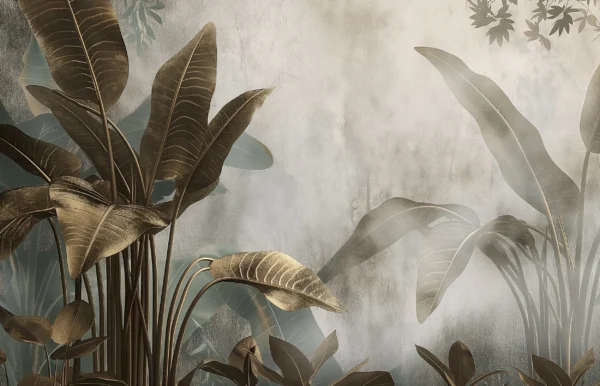 Papier Peint Botanique Contemporain Beige Vert – Wallpaper
