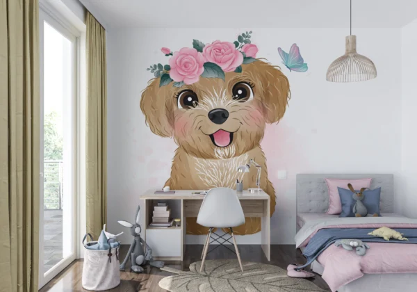 Papier Peint Enfantin Chiens Teckel Bleu Clair – Gallery
