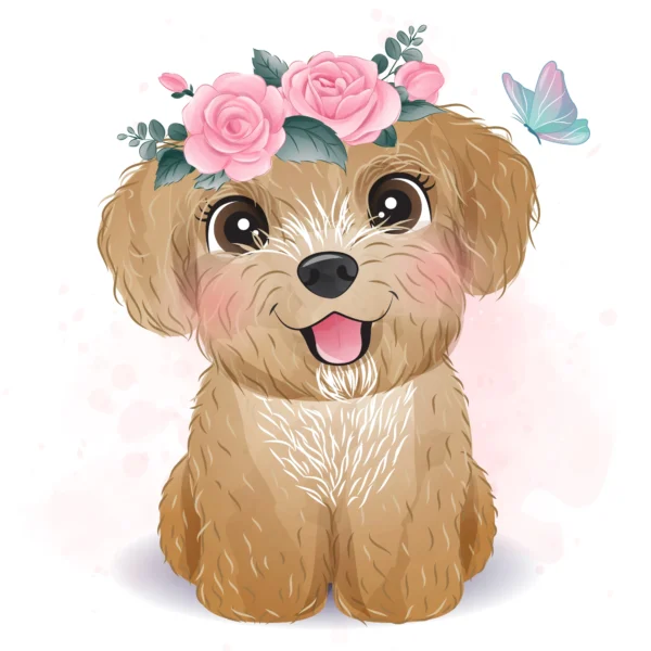 Papier Peint Enfantin Chiens Teckel Bleu Clair – Wallpaper