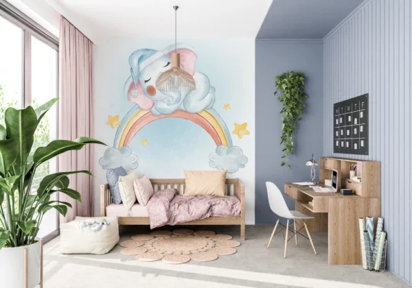 Papier Peint Enfantin Éléphant Ballons Scandinave – Gallery