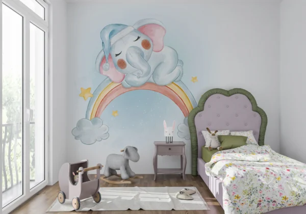 Papier Peint Enfantin Éléphant Ballons Scandinave – Gallery