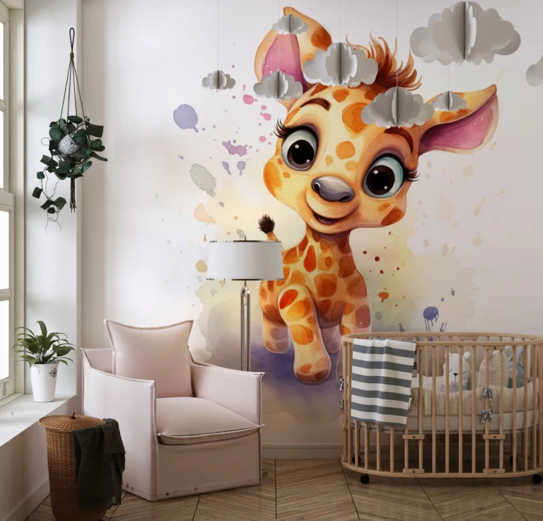 Papier Peint Enfantin Nuages et Montgolfières Pastel – Main