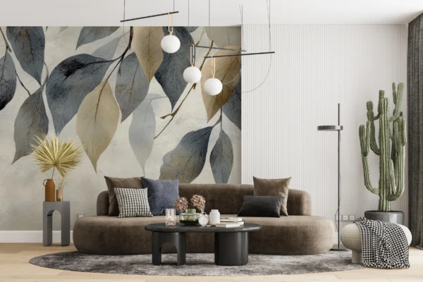 Papier Peint Floral Art Déco Bleu Marine Luxueux – Gallery