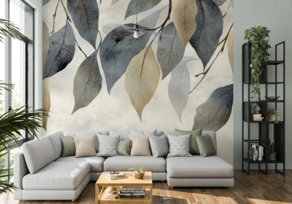 Papier Peint Floral Art Déco Bleu Marine Luxueux – Main