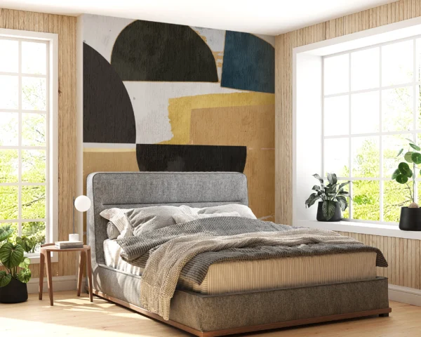 Papier Peint Floral Contemporain Beige et Gris – Gallery