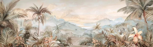 Papier Peint Floral Minimaliste Beige Naturel – Wallpaper