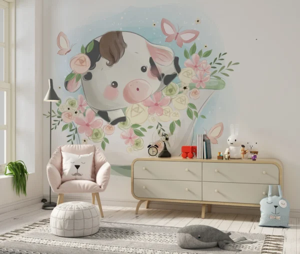 Papier Peint Floral Scandinave Apaisant Beige Clair – Main