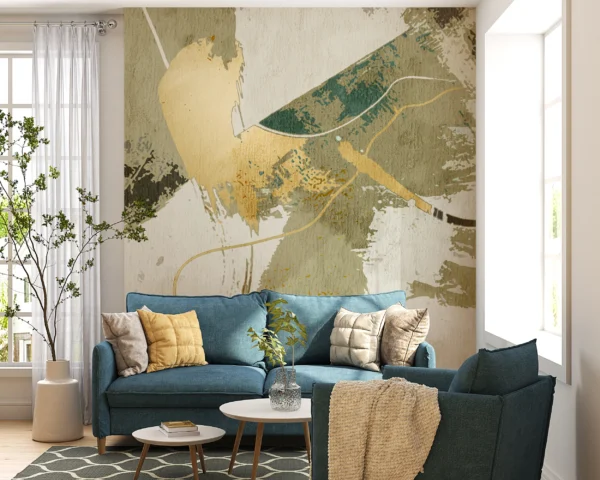 Papier Peint Floral Scandinave Beige Vert Olive – Gallery