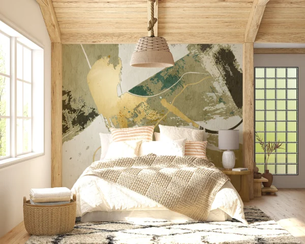 Papier Peint Floral Scandinave Beige Vert Olive – Gallery