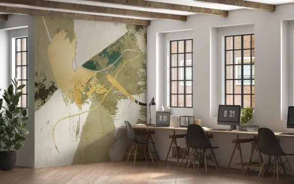 Papier Peint Floral Scandinave Beige Vert Olive – Gallery