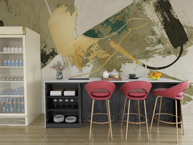 Papier Peint Floral Scandinave Beige Vert Olive – Main