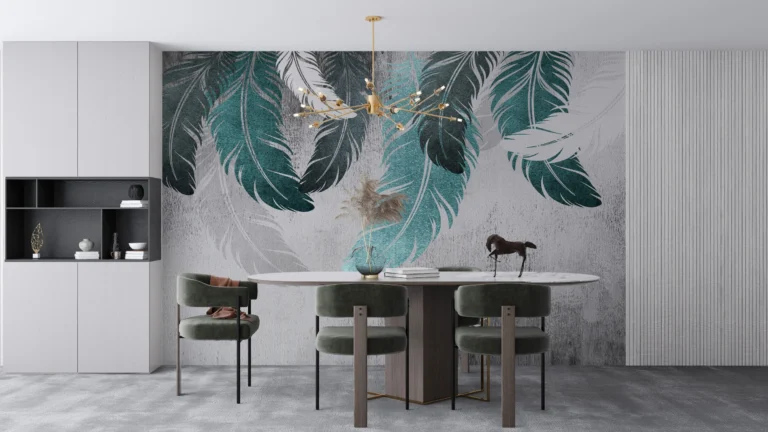 Papier Peint Floral Scandinave Vert d’Eau – Main