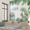 Papier Peint Jungle Enfantin aux Animaux Stylisés