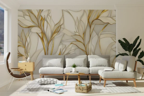 Papier Peint Luxueux Art Déco Bleu Doré – Gallery