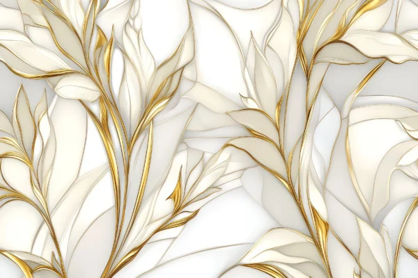 Papier Peint Luxueux Art Déco Bleu Doré – Wallpaper