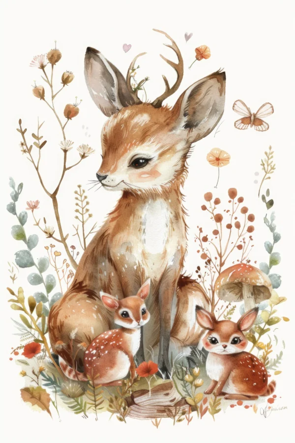 Papier Peint Minimaliste Antilopes Beige Élégant – Wallpaper