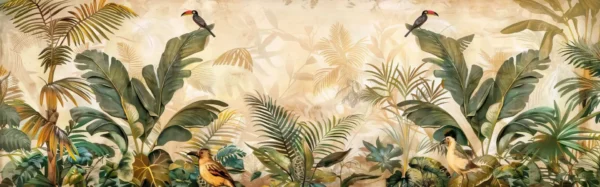 Papier Peint Naturel Contemporain Vert et Beige – Wallpaper