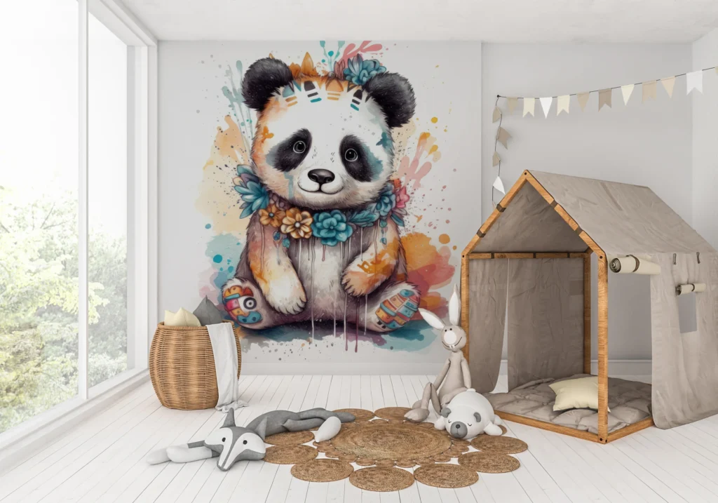 Papier Peint Panda Enfantin Fantaisiste Beige Clair – Gallery