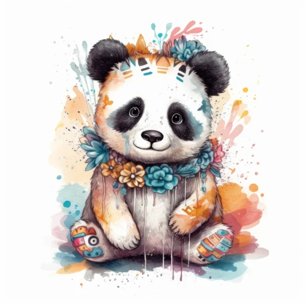 Papier Peint Panda Enfantin Fantaisiste Beige Clair – Wallpaper