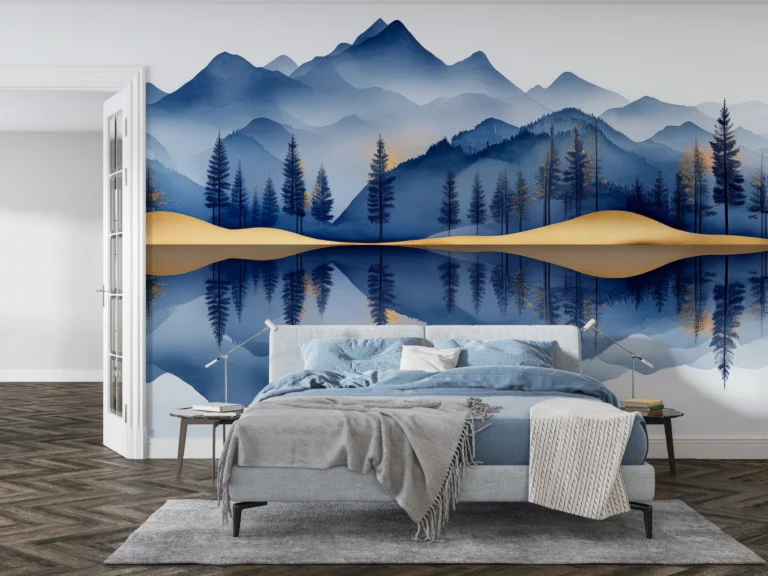 Papier Peint Scandinave Floral Beige et Blanc – Main