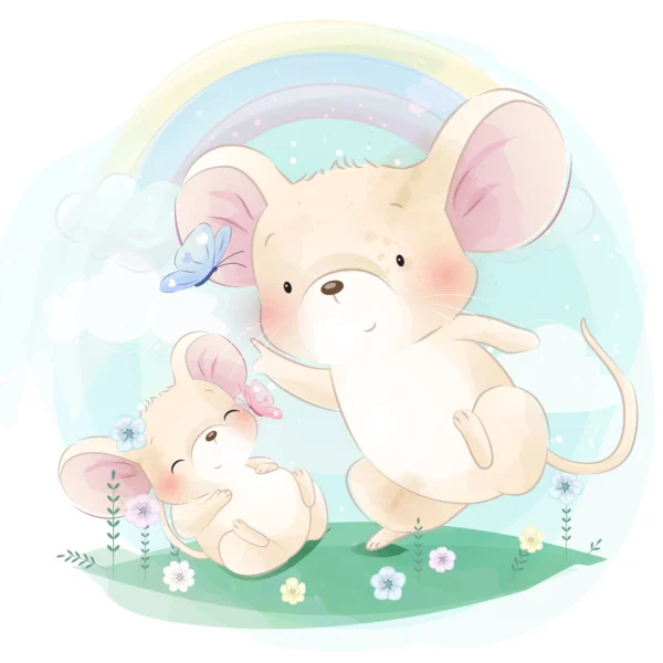 Papier Peint Scandinave Minimaliste Souris Enfant – Wallpaper